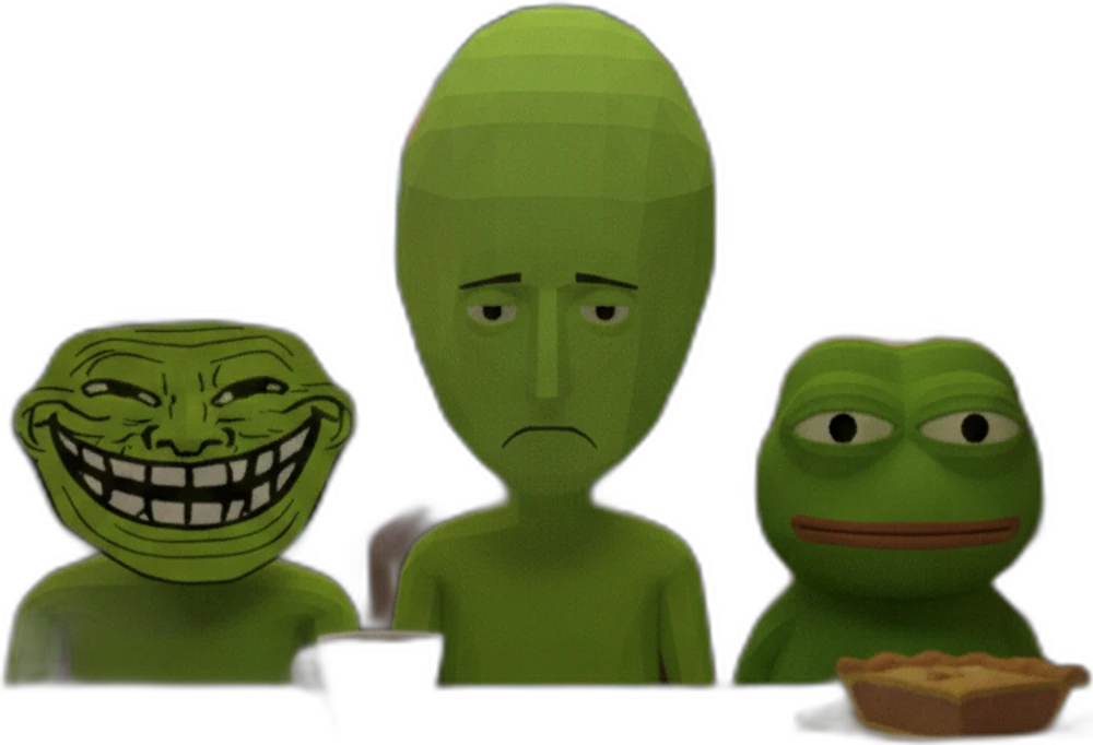 Troll, Wojak and Pepe at the diner counter